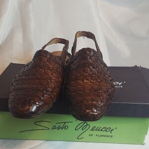Sesto Meucci Dark Brown Woven Loafers